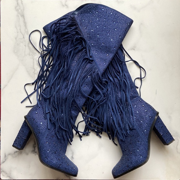 Navy blue Astire Cowboy boots Jessica Simpson - Picture 5 of 5